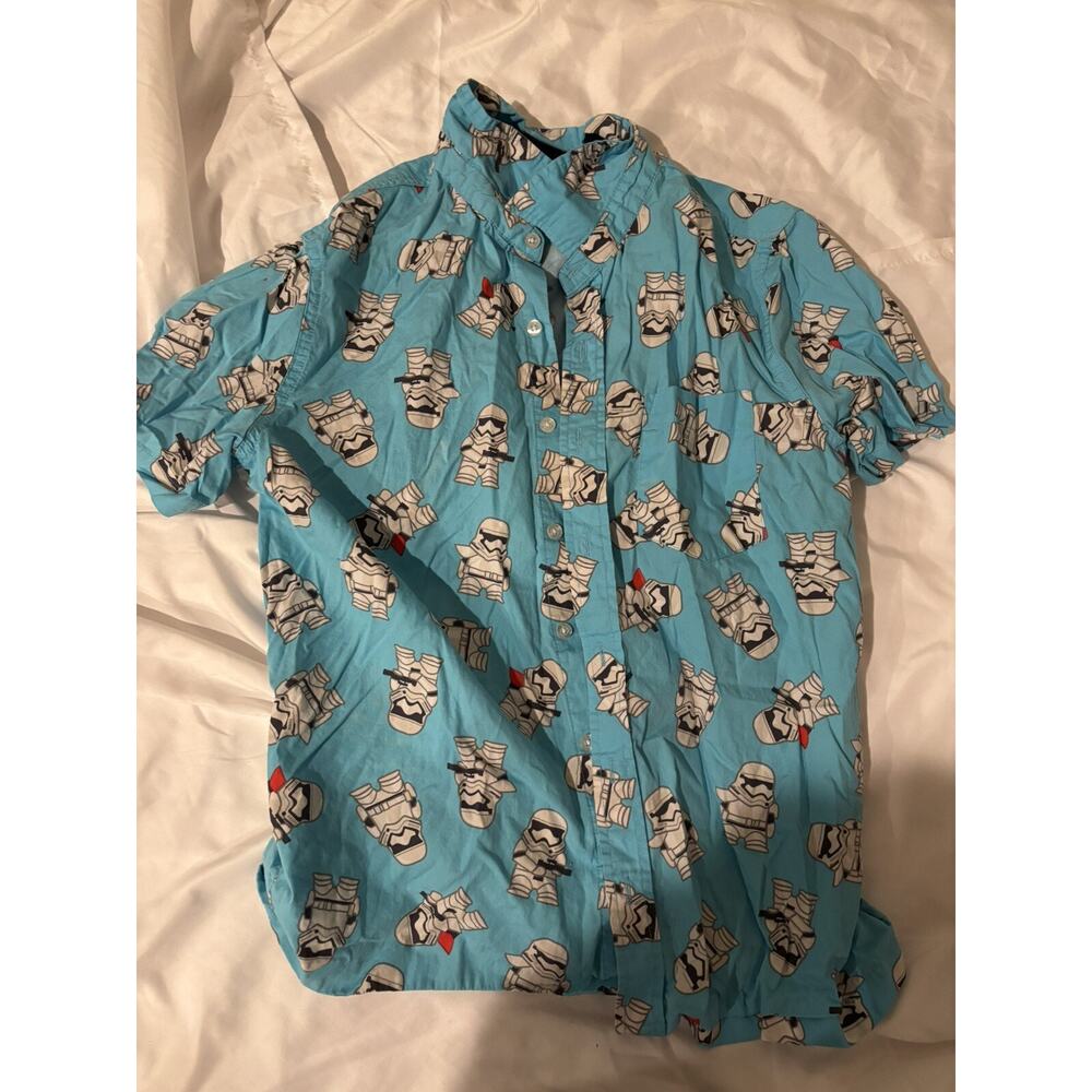 Star Wars Shirt Mens Small Stormtrooper Button Up Disney Parks World Blue S
